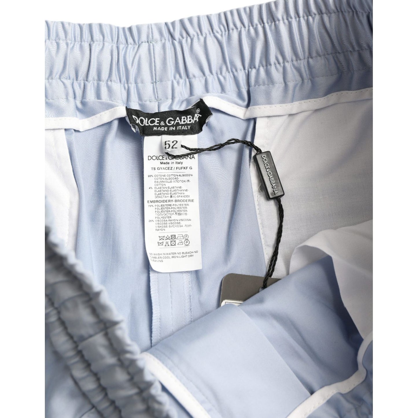 Dolce & Gabbana Light Blue Cotton Stretch Jogger Pants Dolce & Gabbana