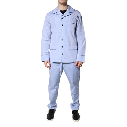 Dolce & Gabbana Light Blue DG Logo Cotton Men Pajama Set Sleepwear Dolce & Gabbana