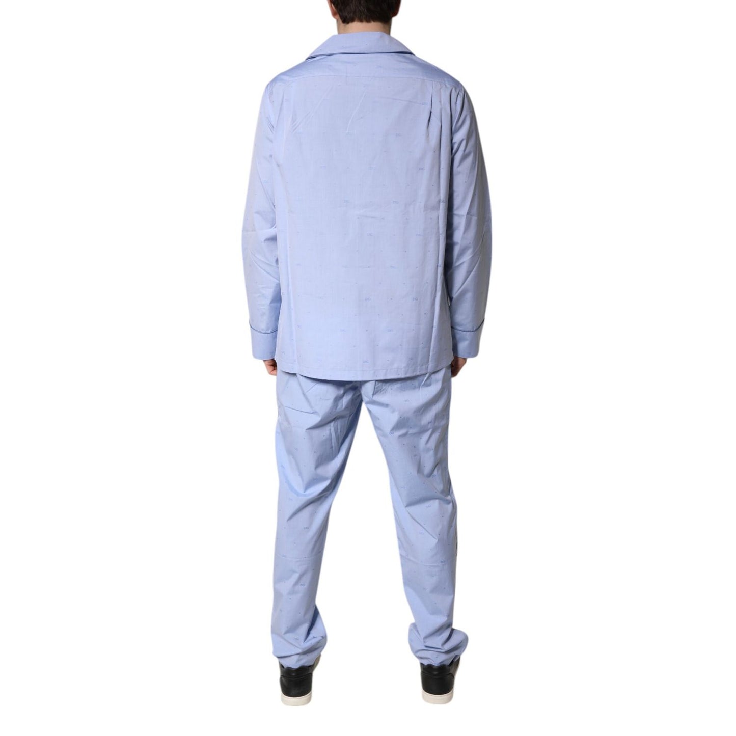 Dolce & Gabbana Light Blue DG Logo Cotton Men Pajama Set Sleepwear Dolce & Gabbana