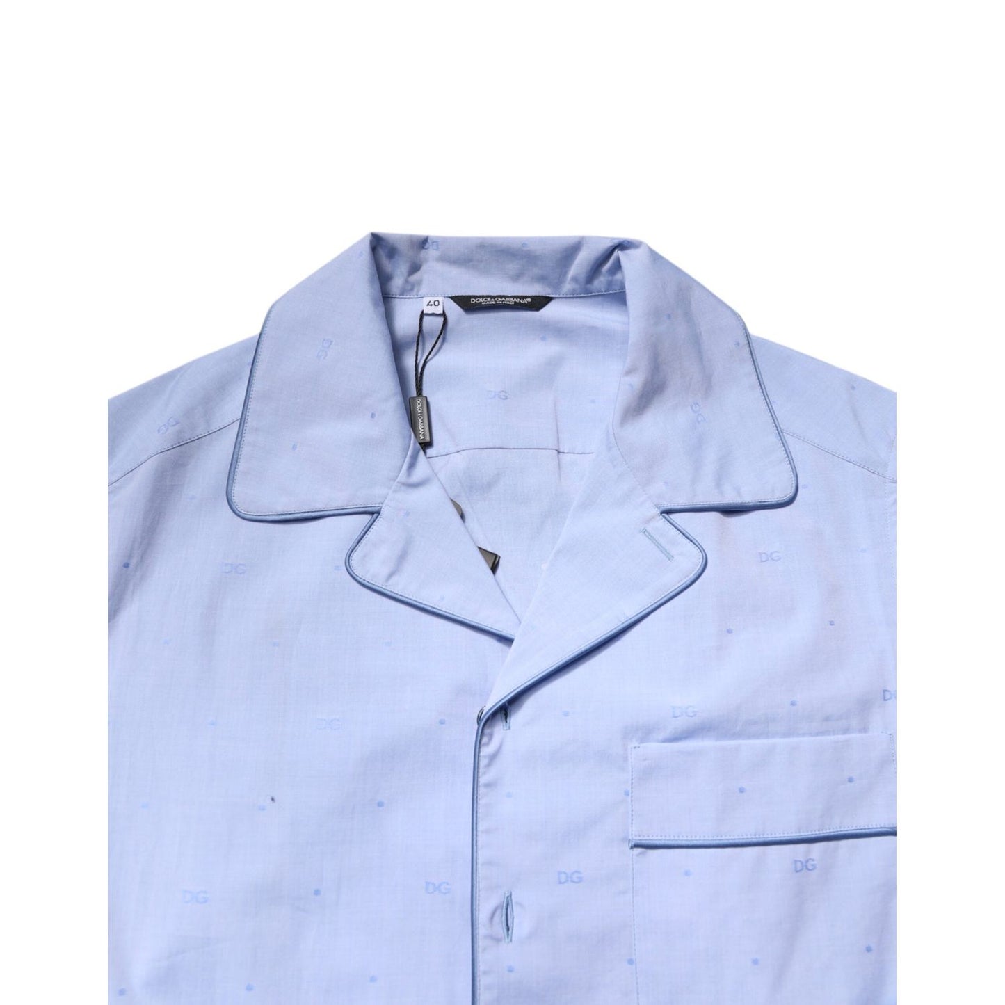 Dolce & Gabbana Light Blue DG Logo Cotton Men Pajama Set Sleepwear Dolce & Gabbana