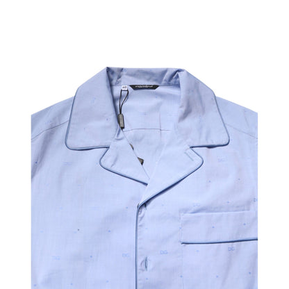 Dolce & Gabbana Light Blue DG Logo Cotton Men Pajama Set Sleepwear Dolce & Gabbana