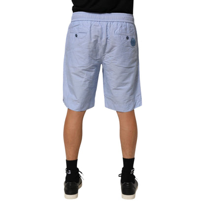 Dolce & Gabbana Light Blue Linen Mid Waist Men Bermuda Shorts Dolce & Gabbana