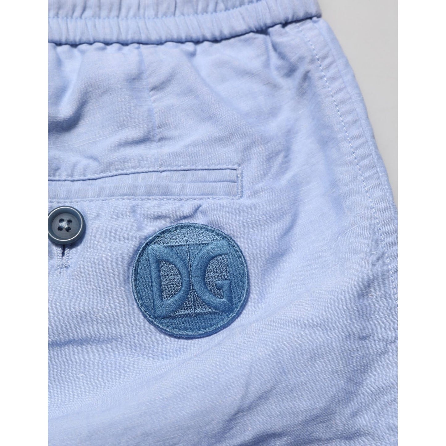Dolce & Gabbana Light Blue Linen Mid Waist Men Bermuda Shorts Dolce & Gabbana
