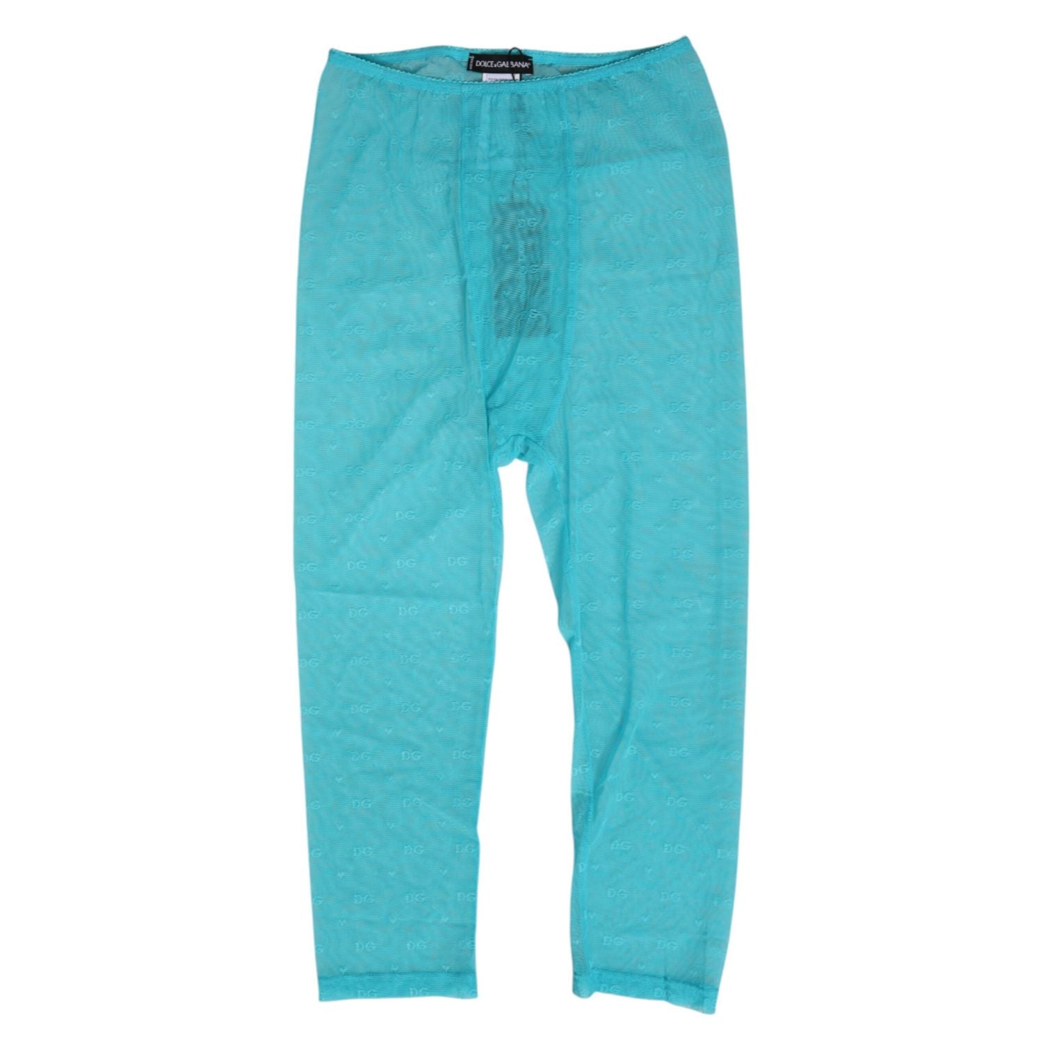 Dolce & Gabbana Light Blue Logo Lace Tight Midi Trouser  Underwear