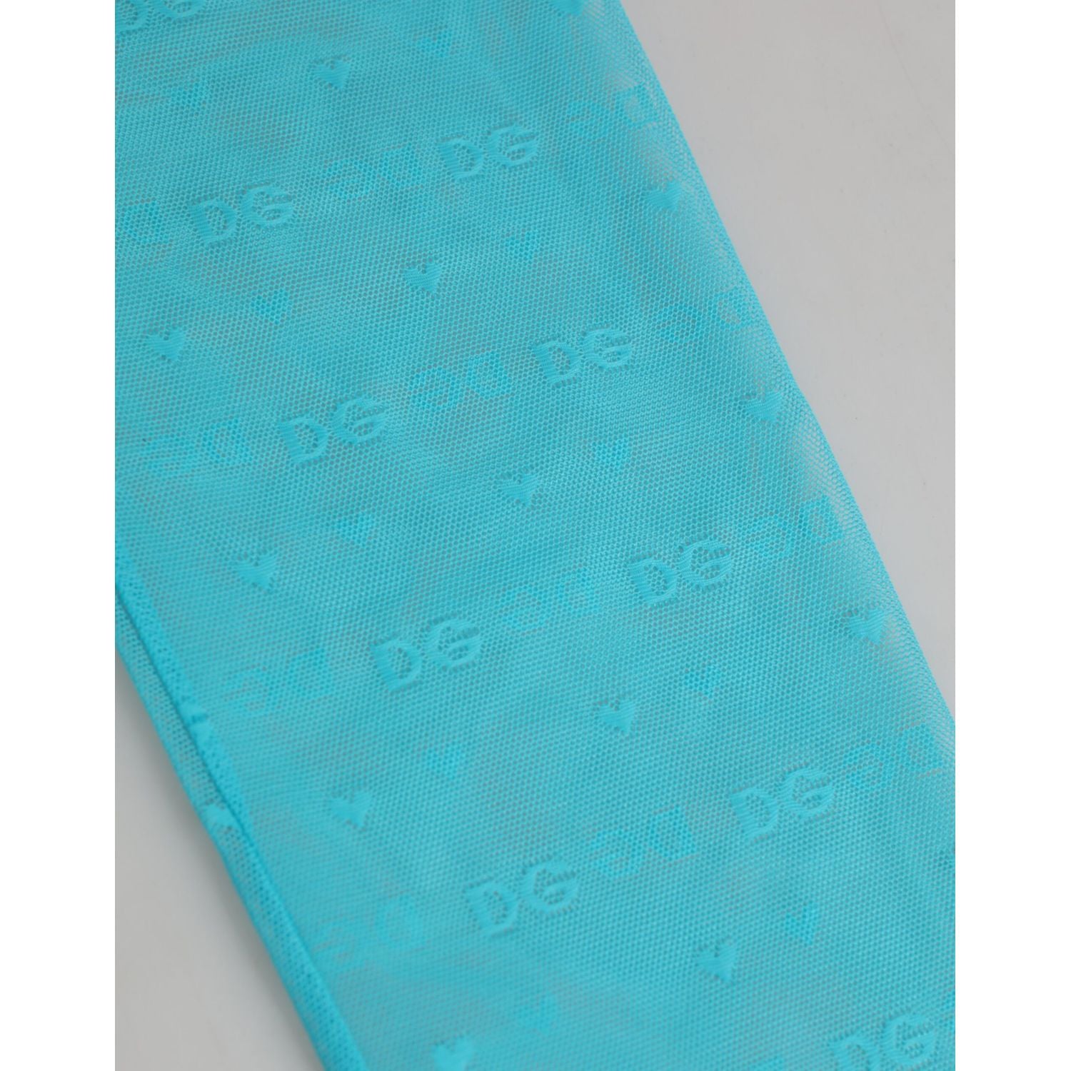 Dolce & Gabbana Light Blue Nylon Logo Lace Leggings Pants Underwear