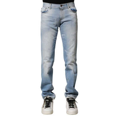 Dolce & Gabbana Light Blue Washed Straight Fit Denim Jeans Dolce & Gabbana