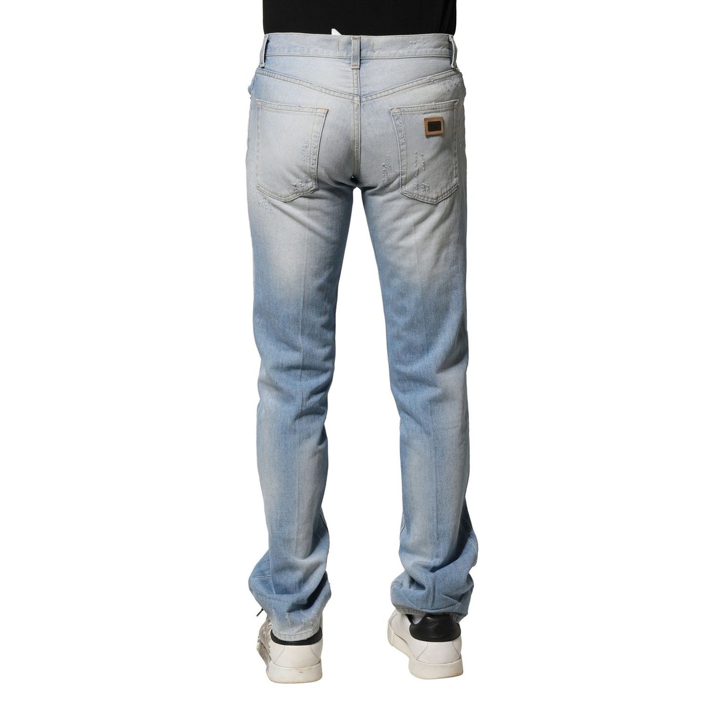 Dolce & Gabbana Light Blue Washed Straight Fit Denim Jeans Dolce & Gabbana