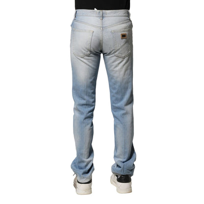 Dolce & Gabbana Light Blue Washed Straight Fit Denim Jeans Dolce & Gabbana