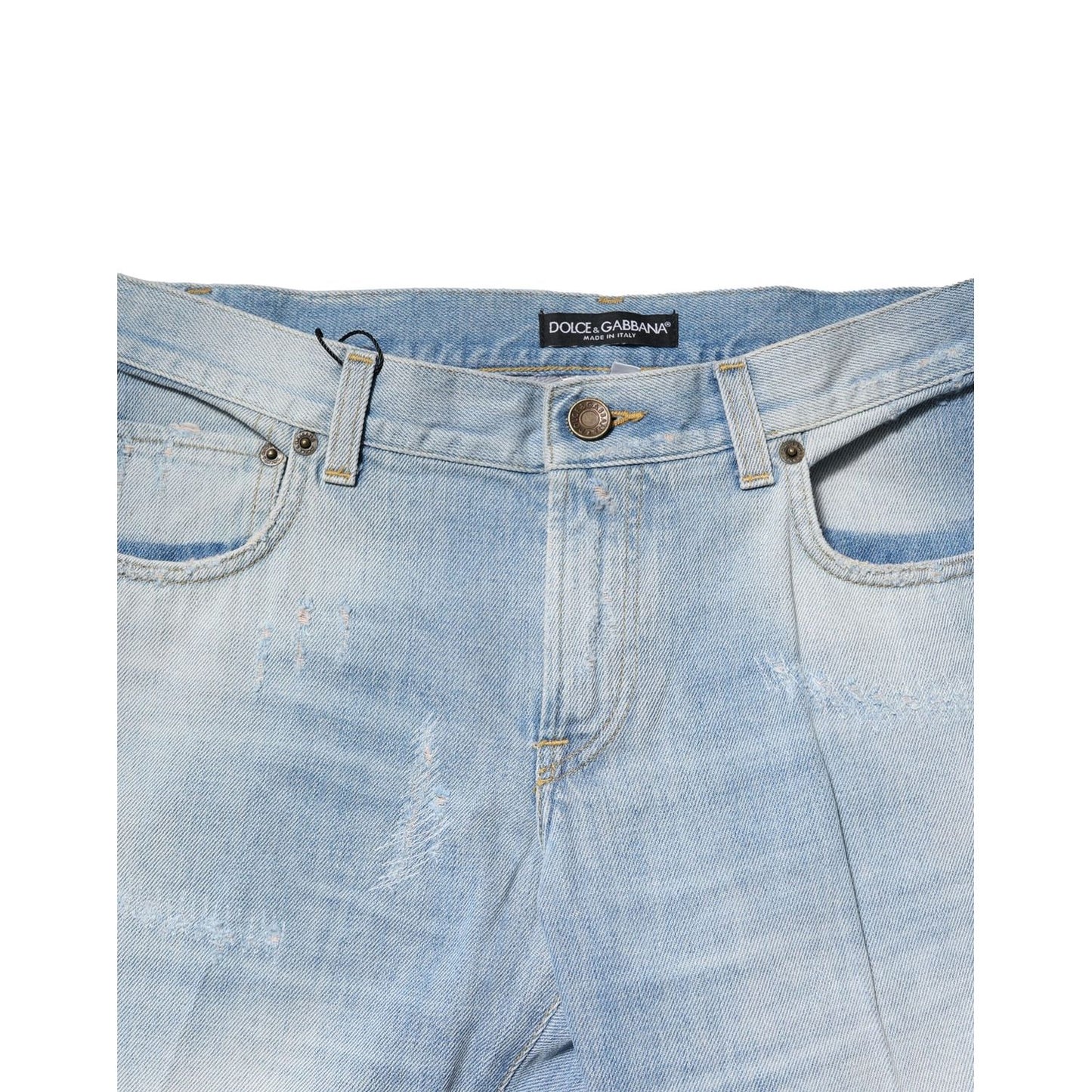 Dolce & Gabbana Light Blue Washed Straight Fit Denim Jeans Dolce & Gabbana