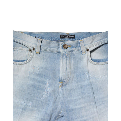 Dolce & Gabbana Light Blue Washed Straight Fit Denim Jeans Dolce & Gabbana