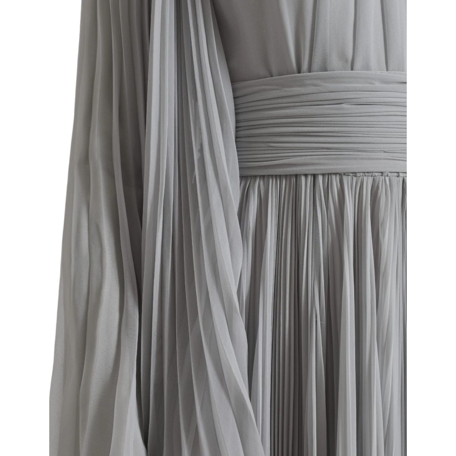 Dolce & Gabbana Light Grey Polyester Pleated Long Maxi Dress