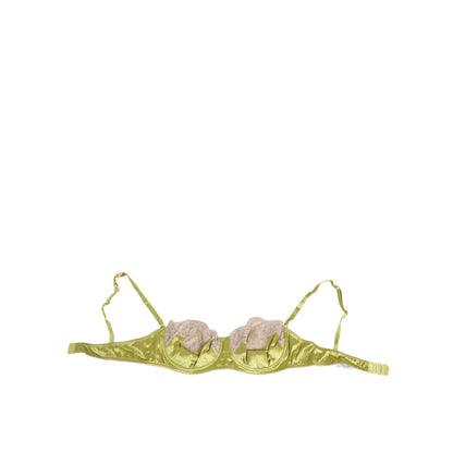 Dolce & Gabbana Lime Green Silk Satin Lace Padded Balconnet Underwear