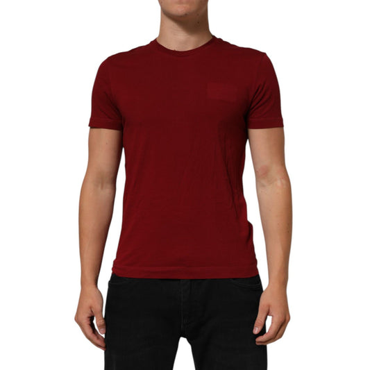 Dolce & Gabbana Maroon Logo Crew Neck Short Sleeve T-shirt on model, showing fit and color.