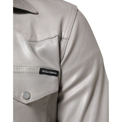 Dolce & Gabbana Metallic Gray Cotton Button Down Men Shirt Dolce & Gabbana