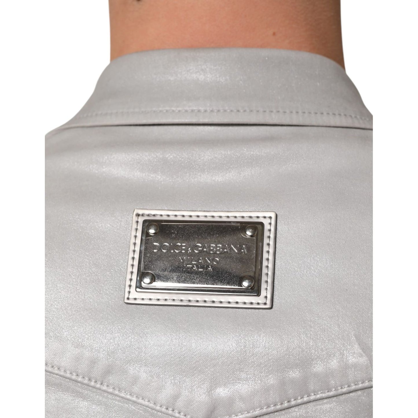 Dolce & Gabbana Metallic Gray Cotton Button Down Men Shirt Dolce & Gabbana