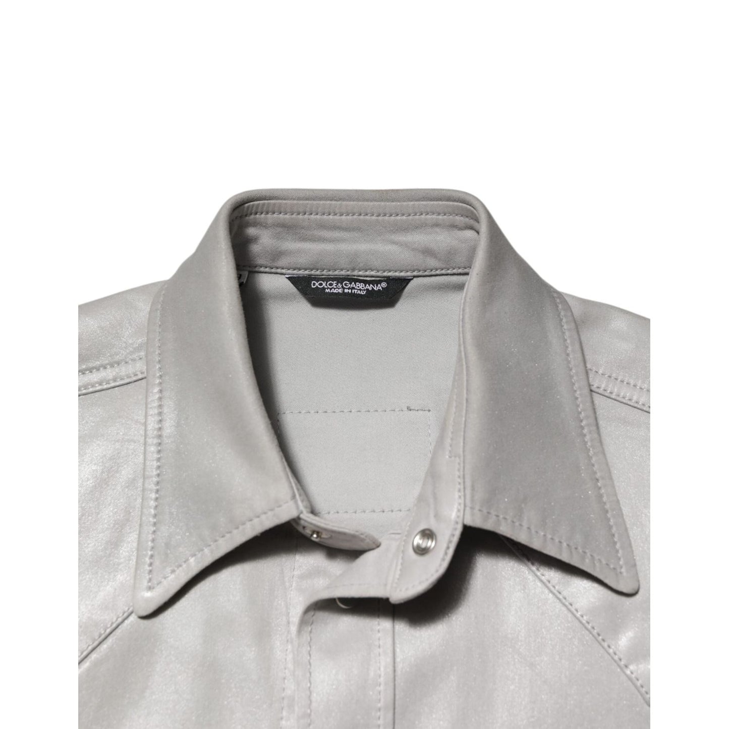 Dolce & Gabbana Metallic Gray Cotton Button Down Men Shirt Dolce & Gabbana