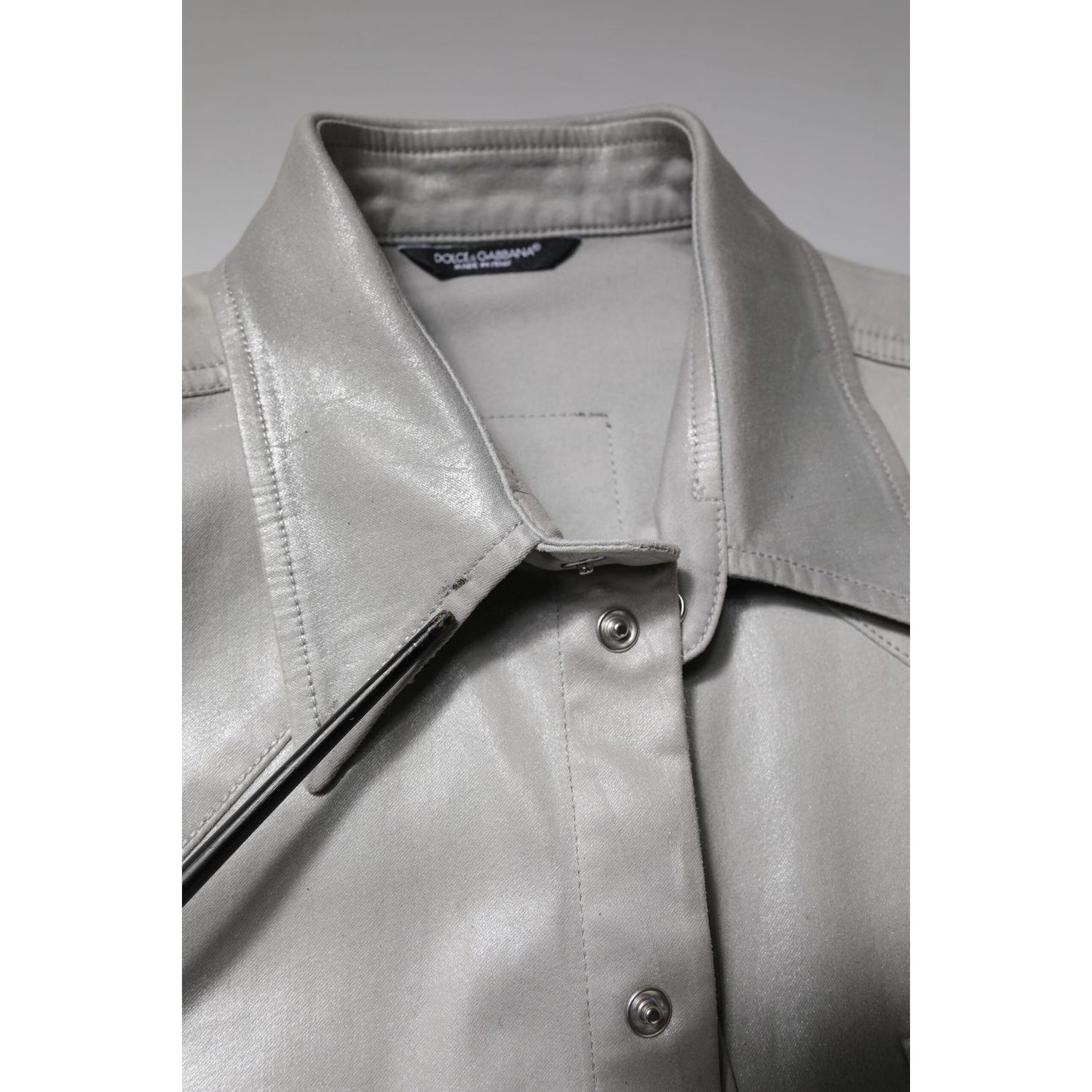 Dolce & Gabbana Metallic Gray Cotton Button Down Shirt Dolce & Gabbana