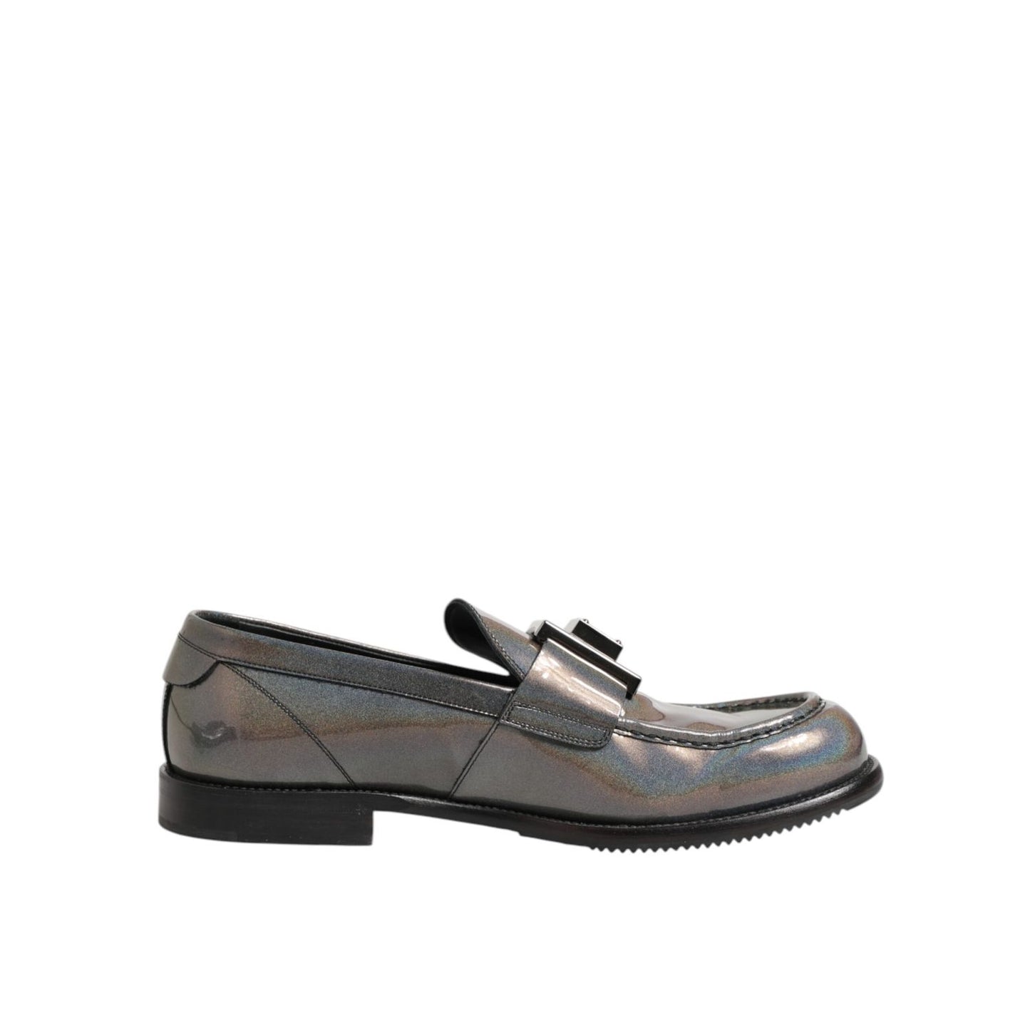 Dolce & Gabbana Metallic Silver Logo Slip On Men Dress Shoes Dolce & Gabbana