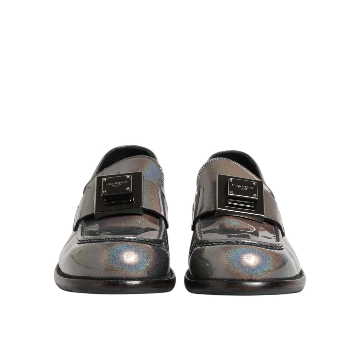 Dolce & Gabbana Metallic Silver Logo Slip On Men Dress Shoes Dolce & Gabbana