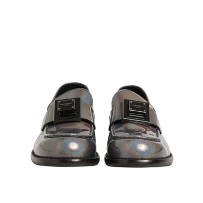 Dolce & Gabbana Metallic Silver Logo Slip On Men Dress Shoes Dolce & Gabbana