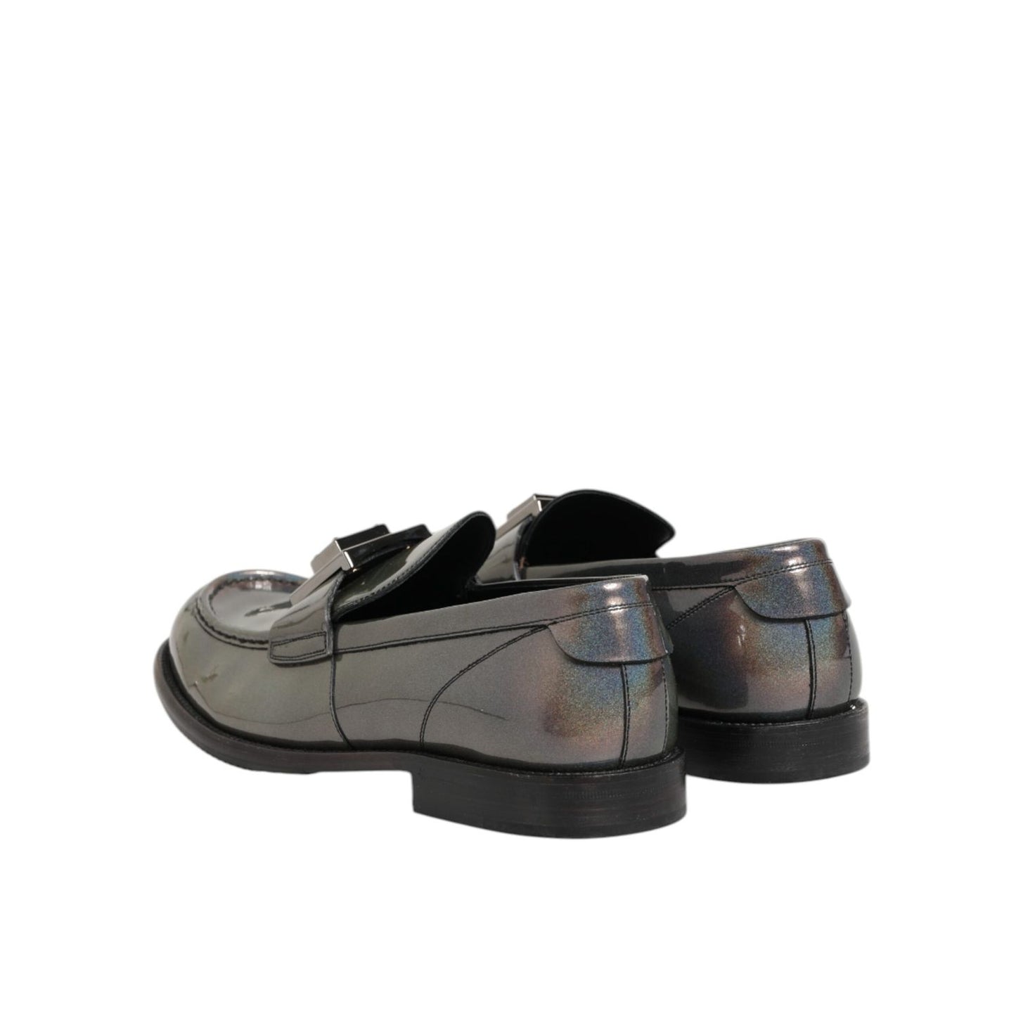 Dolce & Gabbana Metallic Silver Logo Slip On Men Dress Shoes Dolce & Gabbana