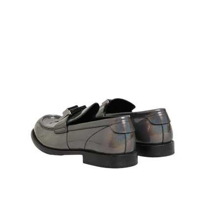 Dolce & Gabbana Metallic Silver Logo Slip On Men Dress Shoes Dolce & Gabbana