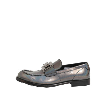 Dolce & Gabbana Metallic Silver Logo Slip On Men Dress Shoes Dolce & Gabbana