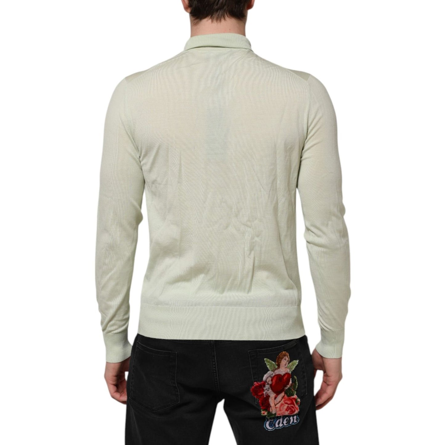 Dolce & Gabbana Mint Green Wool Turtleneck Pullover Sweater Dolce & Gabbana