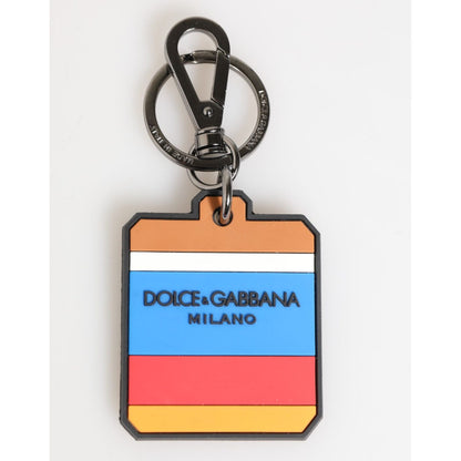Dolce & Gabbana Multicolor DG Rubber Logo Silver Men's Keychain Keyring Dolce & Gabbana