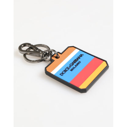 Dolce & Gabbana Multicolor DG Rubber Logo Silver Men's Keychain Keyring Dolce & Gabbana