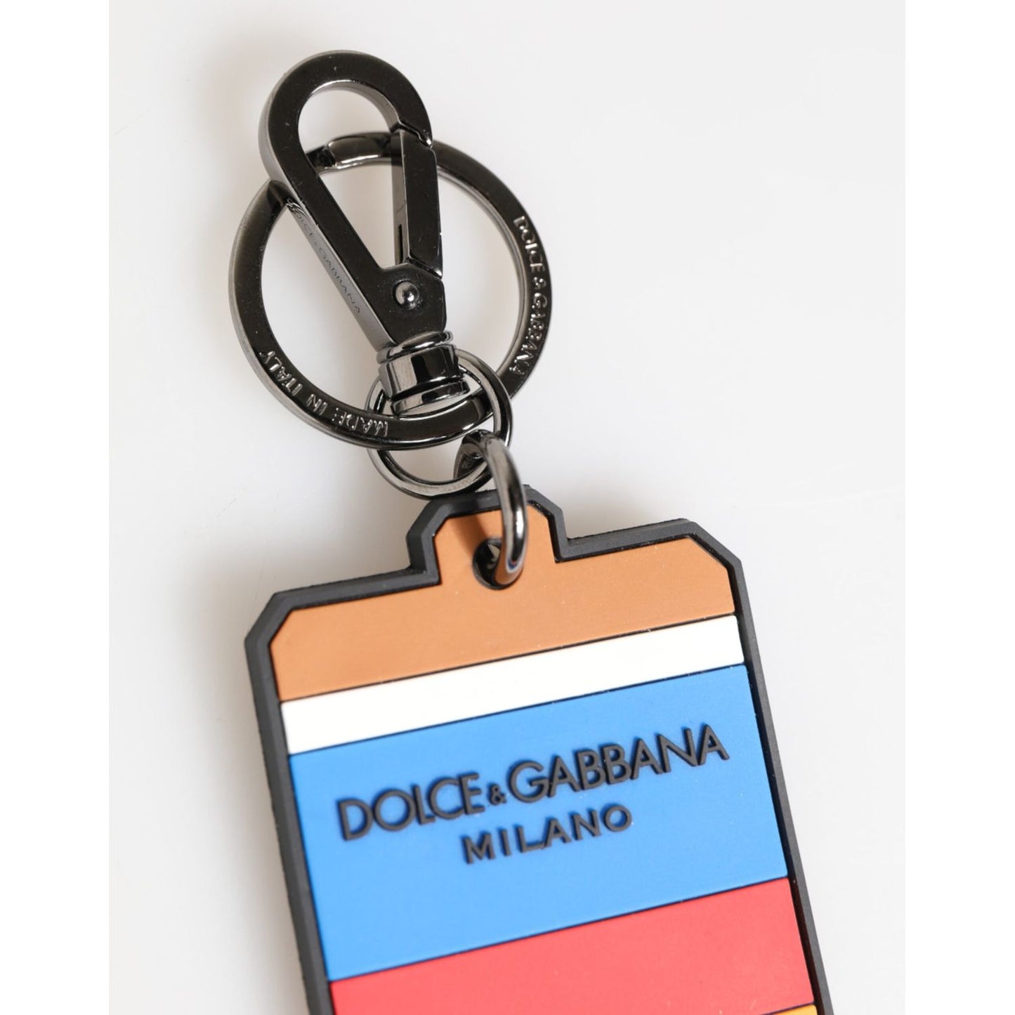 Dolce & Gabbana Multicolor DG Rubber Logo Silver Men's Keychain Keyring Dolce & Gabbana
