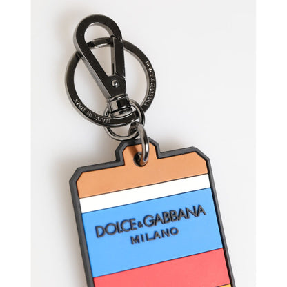 Dolce & Gabbana Multicolor DG Rubber Logo Silver Men's Keychain Keyring Dolce & Gabbana
