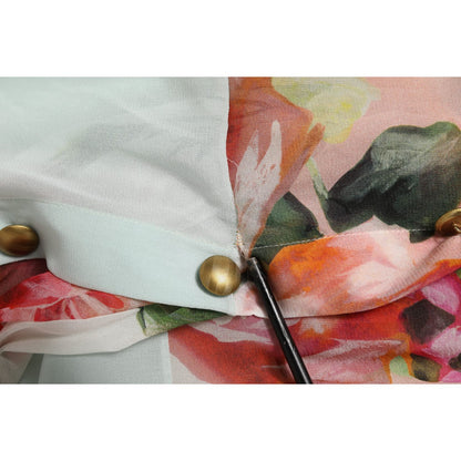 Dolce & Gabbana Multicolor Floral Patchwork Ascot Collar Top