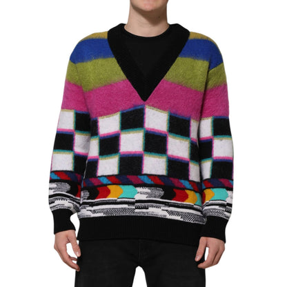 Dolce & Gabbana Multicolor Glitch Design Pullover Sweater Dolce & Gabbana