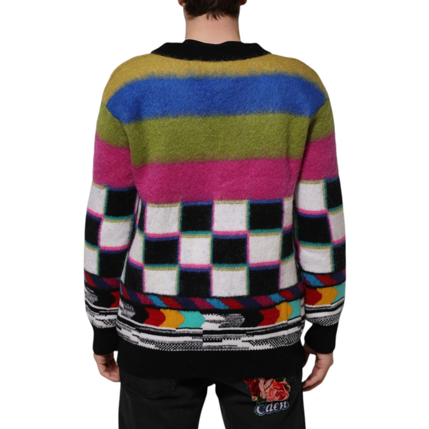 Dolce & Gabbana Multicolor Glitch Design Pullover Sweater Dolce & Gabbana