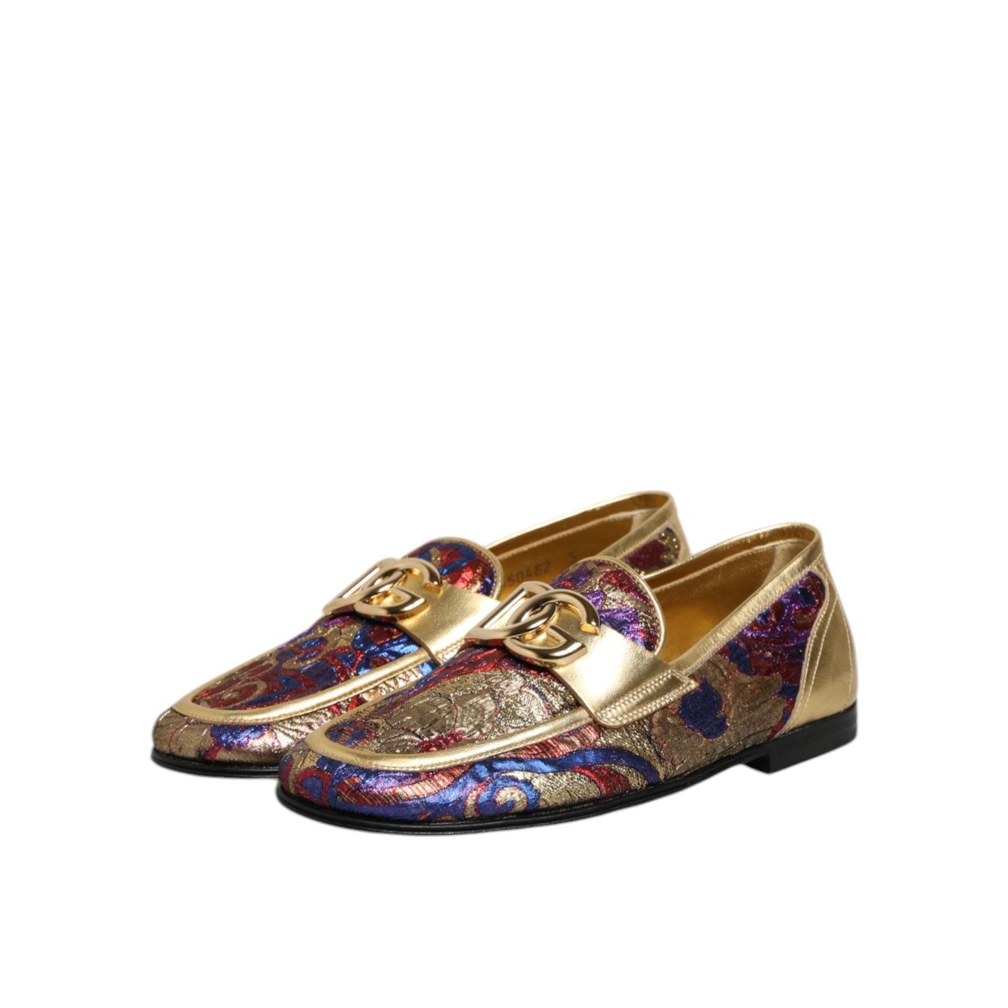 Dolce & Gabbana Multicolor Jacquard Gold DG Logo Loafer Shoes Dolce & Gabbana