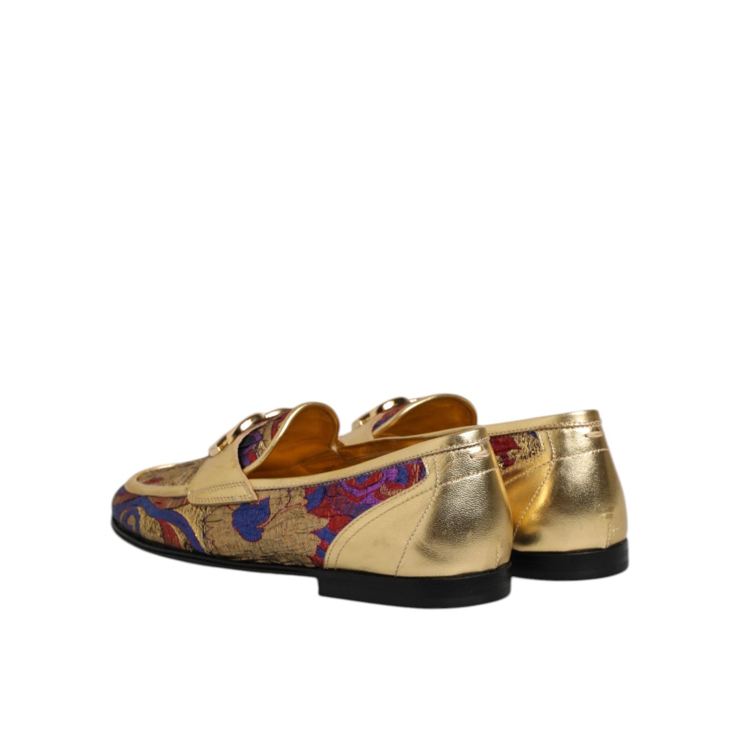 Dolce & Gabbana Multicolor Jacquard Gold DG Logo Loafer Shoes Dolce & Gabbana