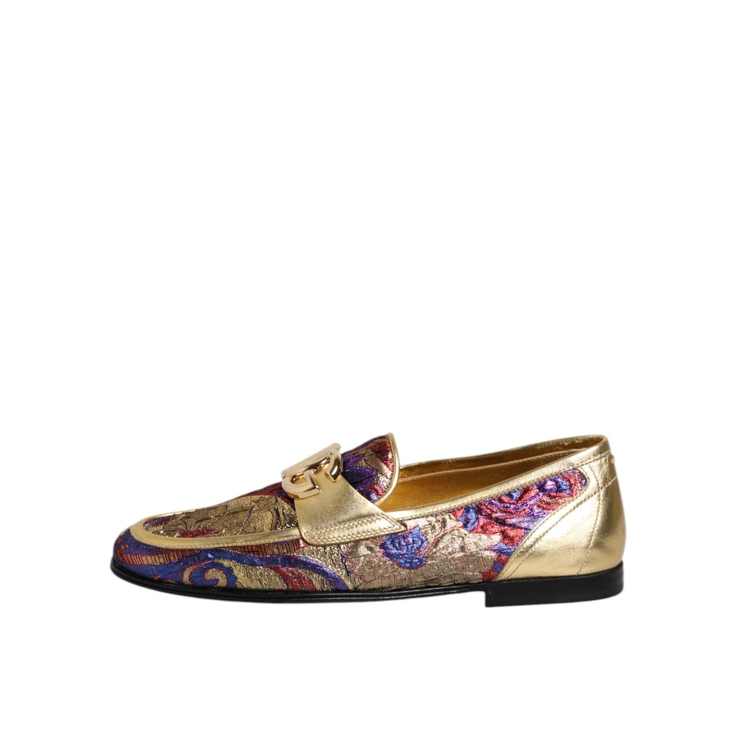 Dolce & Gabbana Multicolor Jacquard Gold DG Logo Loafer Shoes Dolce & Gabbana