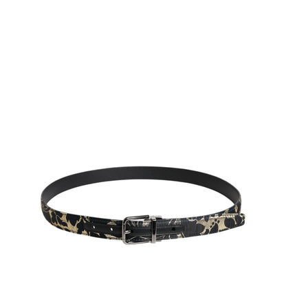 Dolce & Gabbana Multicolor Jacquard Leather Logo Buckle Belt