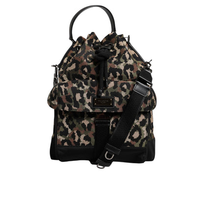 Dolce & Gabbana Multicolor Leopard Cotton Shoulder Bucket Bag Dolce & Gabbana