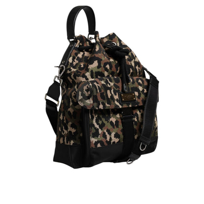 Dolce & Gabbana Multicolor Leopard Cotton Shoulder Bucket Bag Dolce & Gabbana