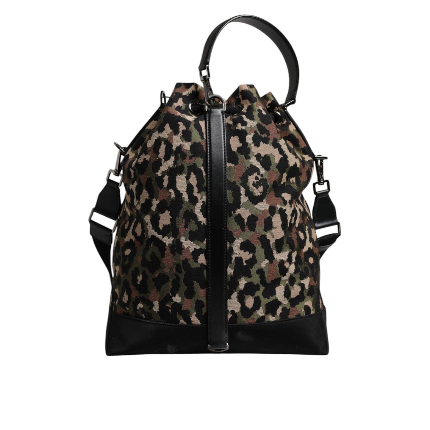 Dolce & Gabbana Multicolor Leopard Cotton Shoulder Bucket Bag Dolce & Gabbana