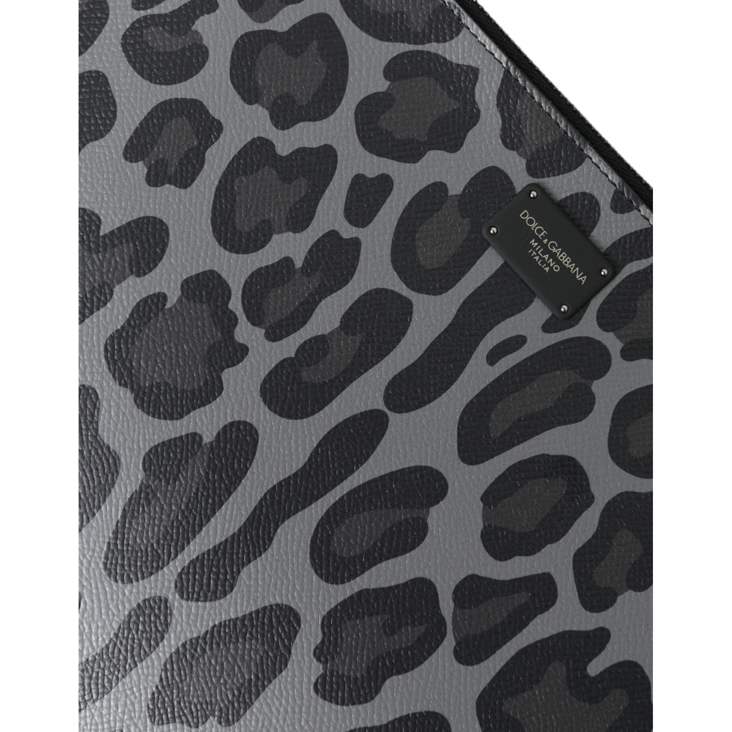 Dolce & Gabbana Multicolor Leopard Jacquard Logo Plaque Document Briefcase Bag