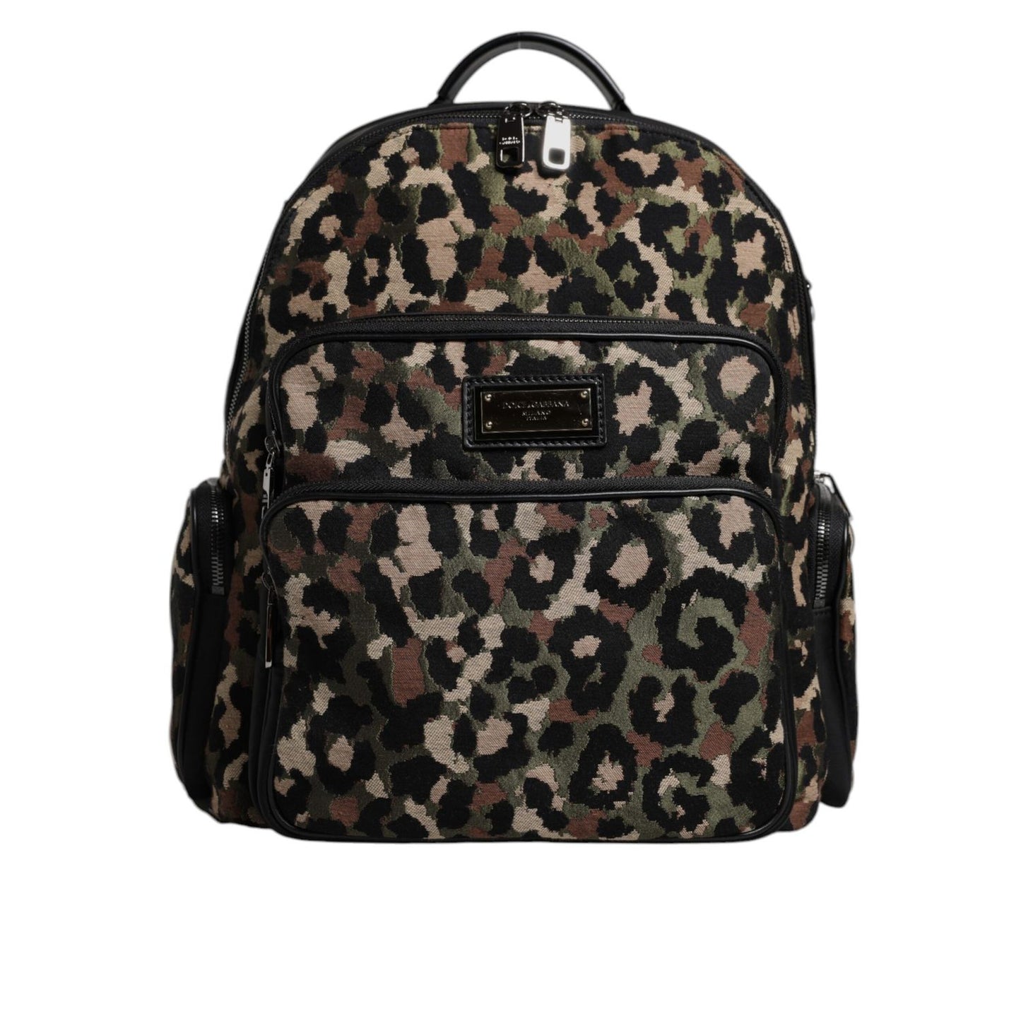 Dolce & Gabbana Multicolor Leopard Print DG Logo Plaque Men Backpack Bag Dolce & Gabbana