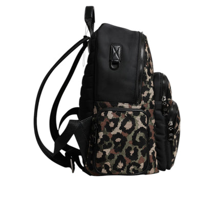 Dolce & Gabbana Multicolor Leopard Print DG Logo Plaque Men Backpack Bag Dolce & Gabbana