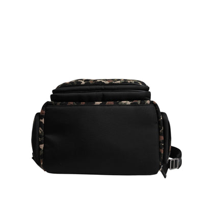 Dolce & Gabbana Multicolor Leopard Print DG Logo Plaque Men Backpack Bag Dolce & Gabbana