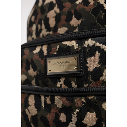 Dolce & Gabbana Multicolor Leopard Print DG Logo Plaque Men Backpack Bag Dolce & Gabbana