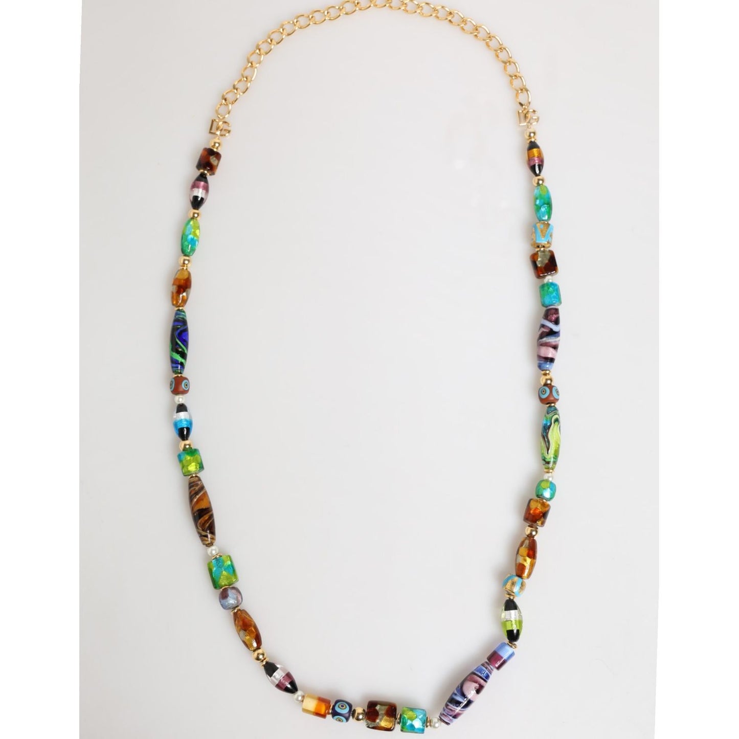 Dolce & Gabbana Multicolor Murano Glass Beads Brass Women Jewelry Necklace