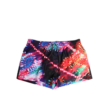 Dolce & Gabbana Multicolor Neon Print Polyester Shorts Swimwear Dolce & Gabbana