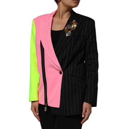 Dolce & Gabbana Multicolor Patchwork Embellished Coat Jacket